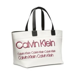 Pink White Tote by Calvin Klein Extra Large Celia Maxi Tote White Pink NEW